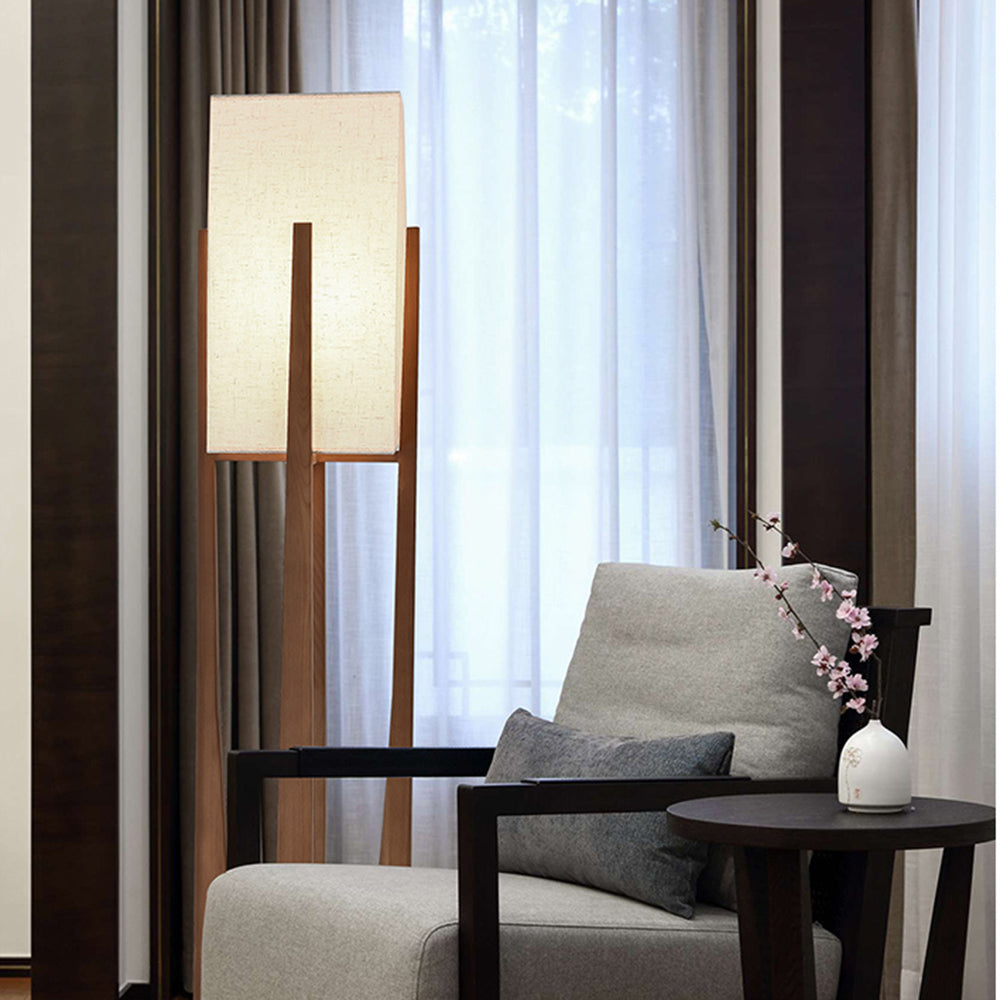 Ozawa Natural Rectangular Floor Lamp Wood/Fabric