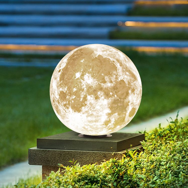 Elif Moon Solar Pier-Mount Outdoor Lamps