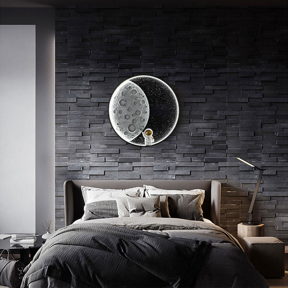 Elif Astronaut Moon Black Wall Lamp, DIA 35/50CM