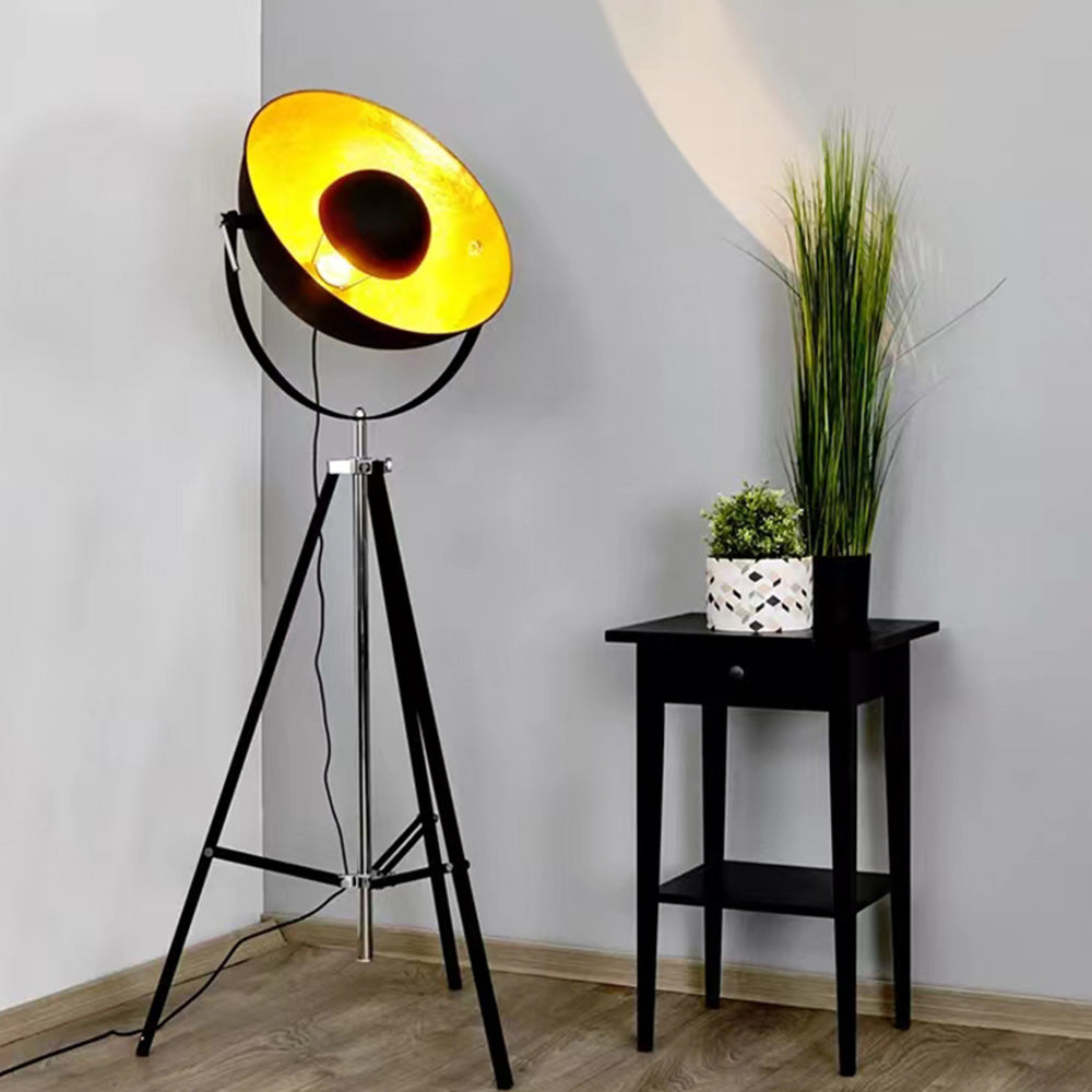 Salgado Vintage Industrial Stand Metal Projector Floor Lamp, Black