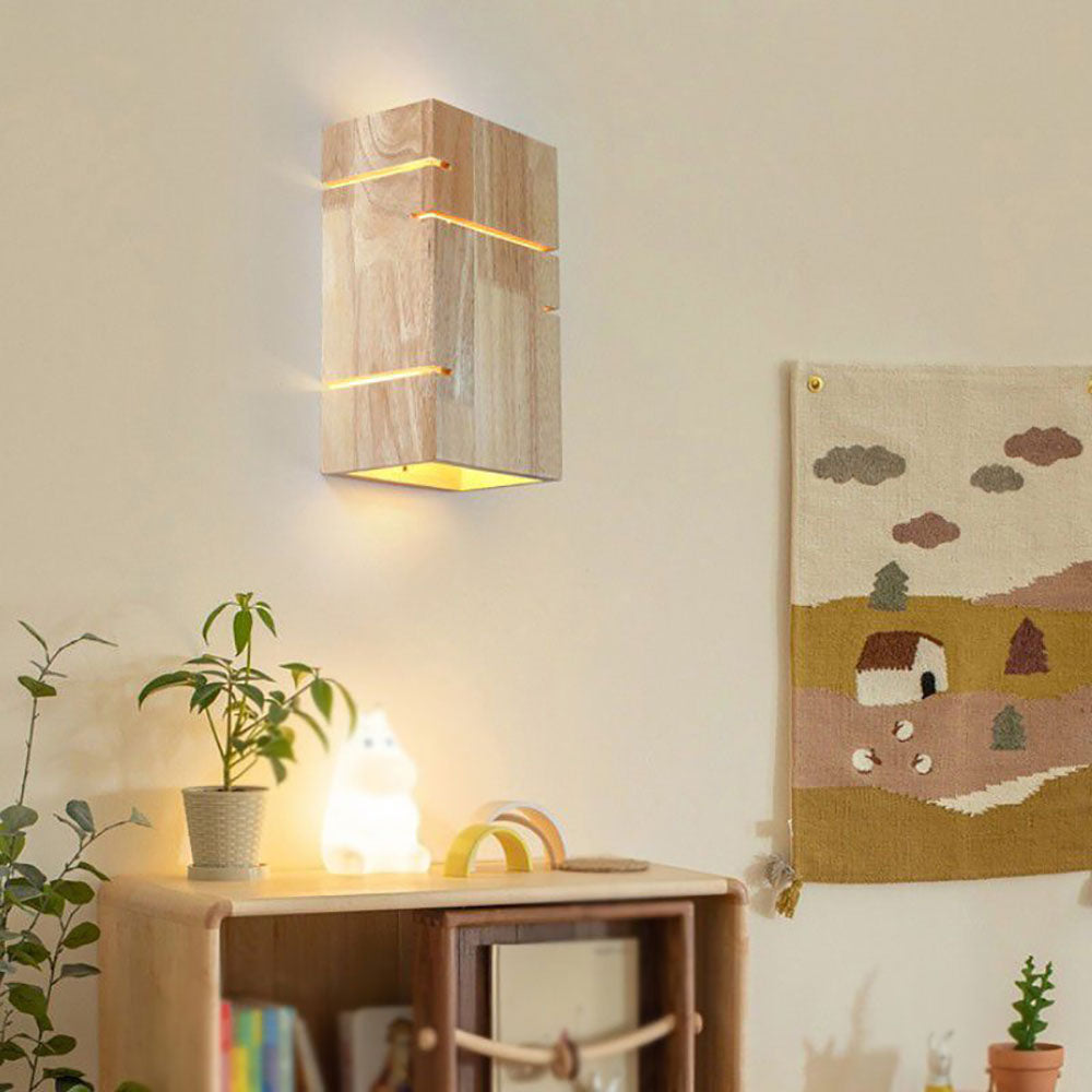 Ozawa Væglampe Rektangulær Minimalistisk, Monteret Sengebord, Træ, Soveværelset