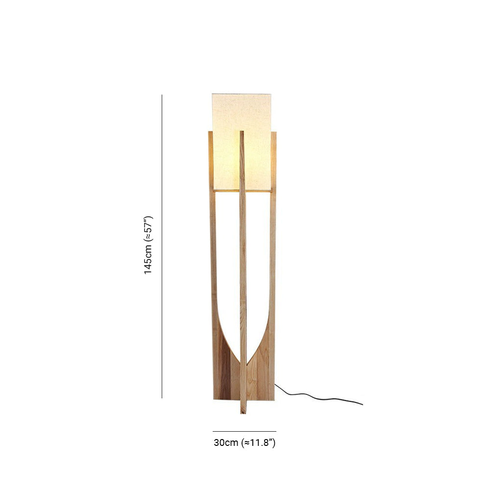 Ozawa Naturlig Rektangulær Gulvlampe Træ/Stof