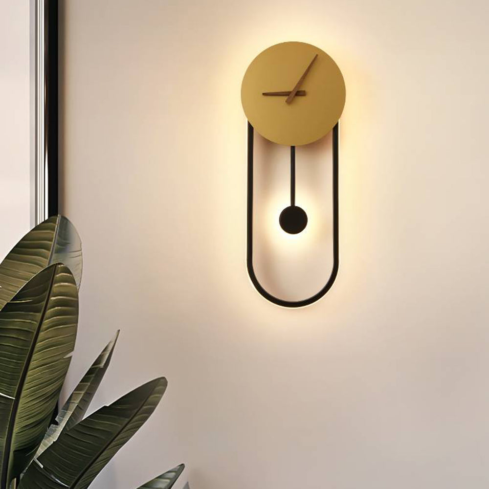 Nielsen Nordic Clock Wall Lamp, Gold/Black 