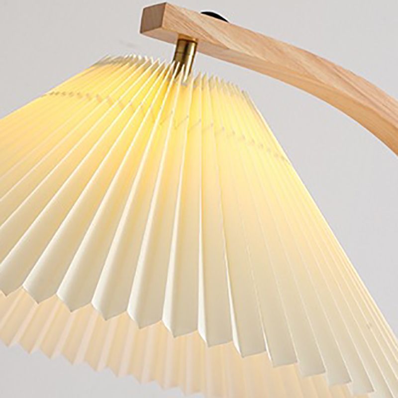 Ozawa Modern Plisseret Træ Fabric Sengekant Bord Gulvlampe