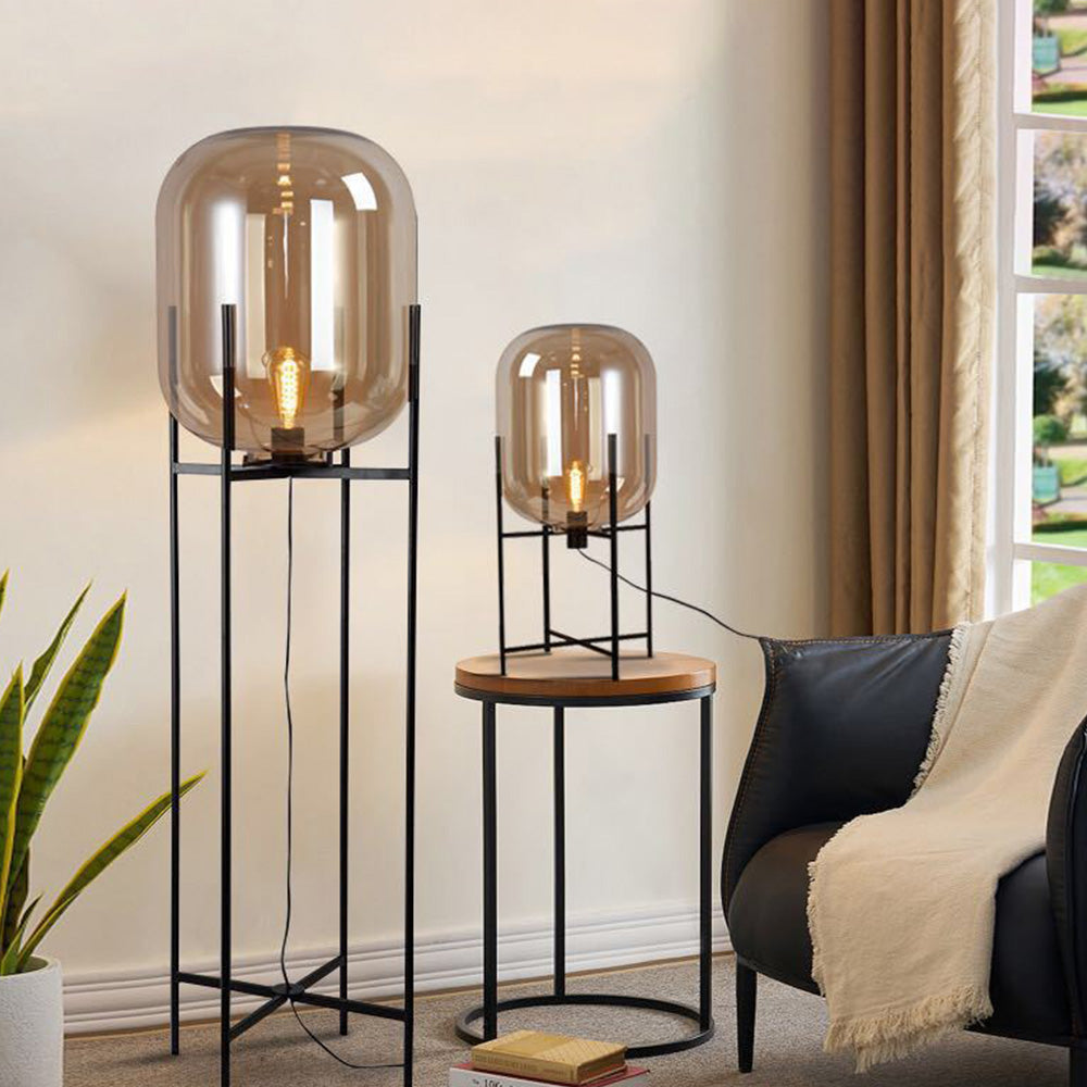 Salgado Modern Globe Glass/Metal Floor Lamp, Living Room