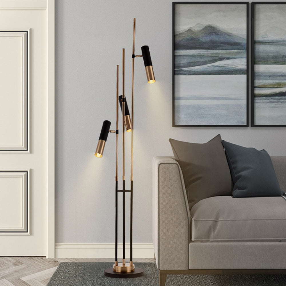 Salgado Modern Tall Metal 3 Bulb Floor Lamp, Black