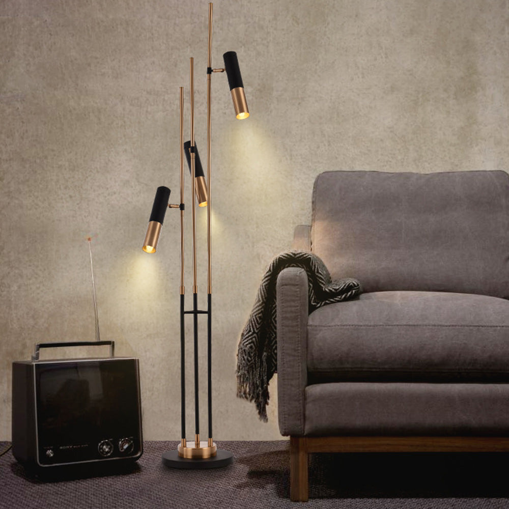 Salgado Modern Tall Metal 3 Bulb Floor Lamp, Black