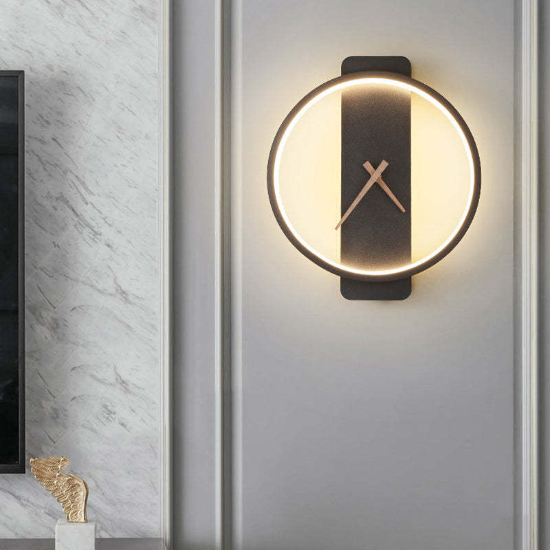 Nordic Clock Wall Lamp LED Bedroom/Living Room