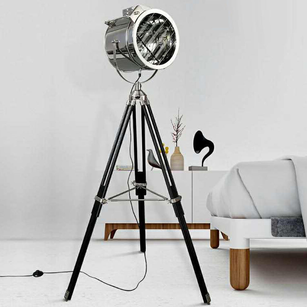 Salgado Retro Stand Metal Floor Lamp, Silver, Bedroom/Study