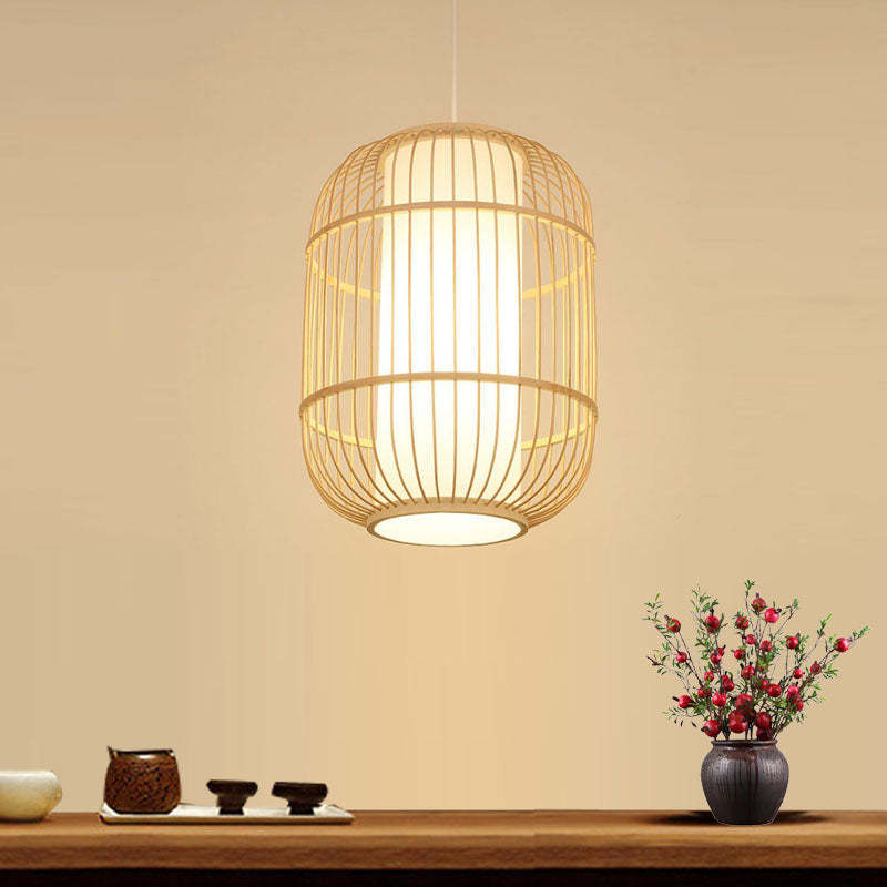 Muto Handwoven Knitted Rattan Bamboo Vintage Hanging Lamp Pendant Lamp 