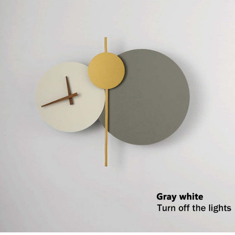 Nordic Creative LED Round Clock Wall Lamp Bedroom