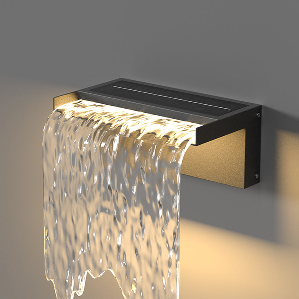 Isaac Outdoor Wall Lamp with Solar Cell in Water Texture, L 20/60CM 
