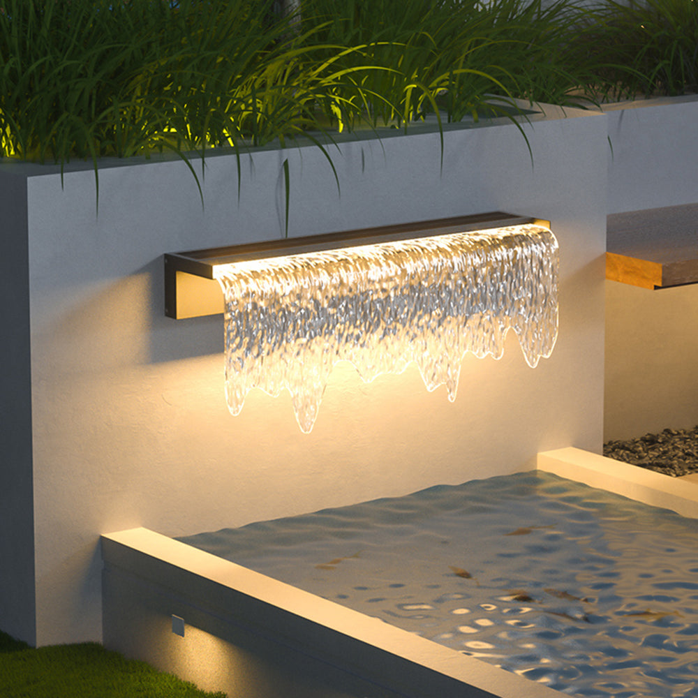 Isaac Outdoor Wall Lamp with Solar Cell in Water Texture, L 20/60CM 
