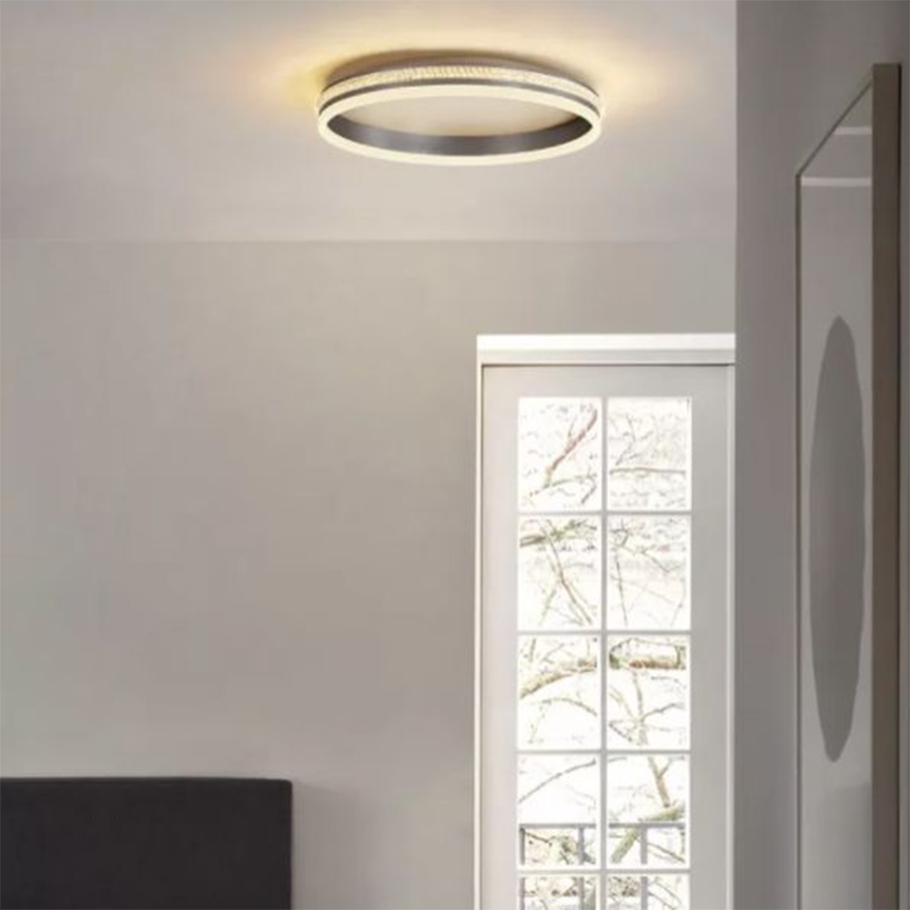 Quinn Moderne Ring Metal/Akryl Loftlampe, Sølv