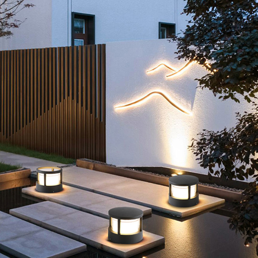 Pena Black &amp; White Outdoor Bollard Lamp, DIA 11CM/16CM