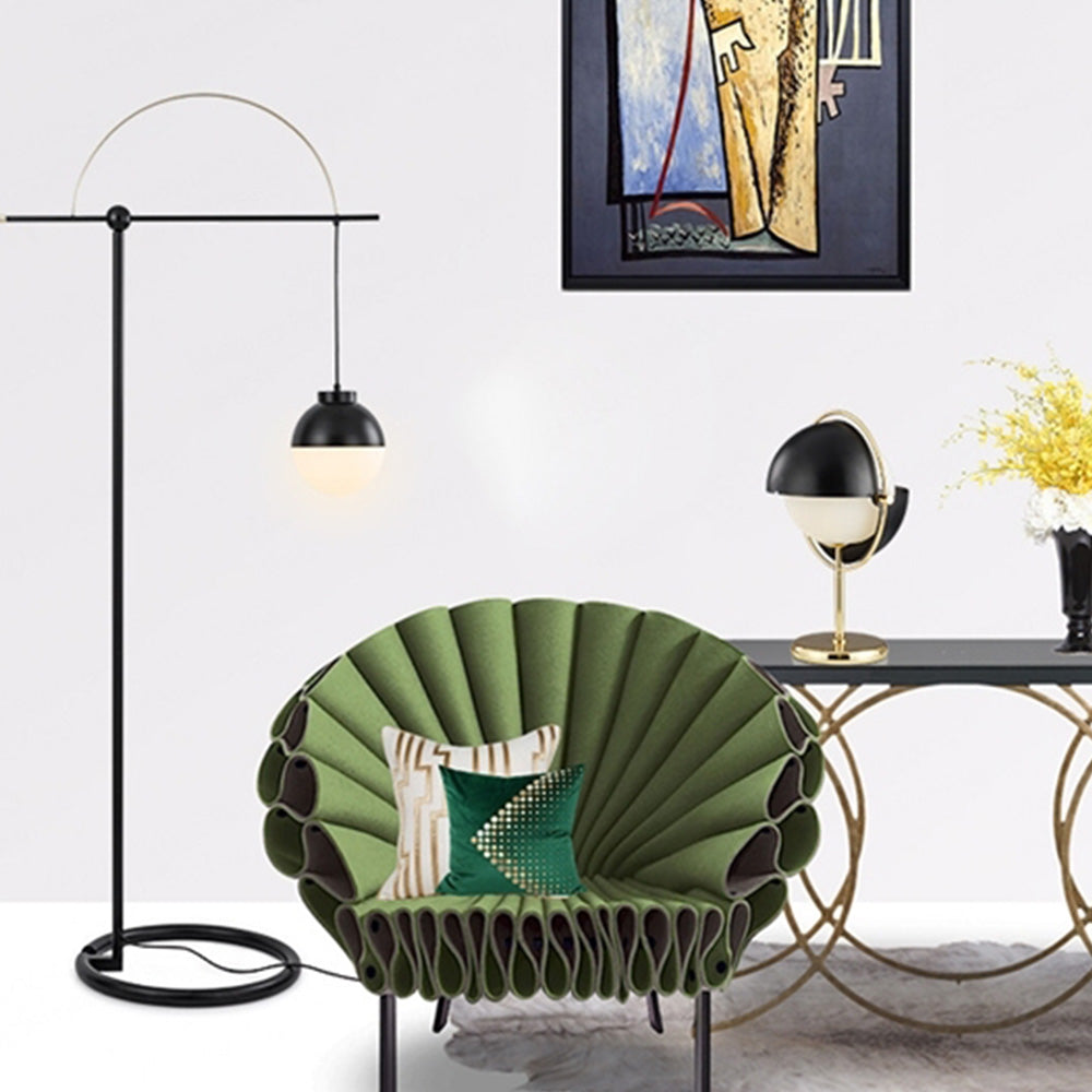 Valentina Modern Nordic Curved Floor Lamp, Metal/Glass, Black, Bedroom