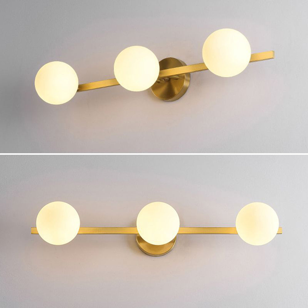 Valentina Retro Globe Linear Metal/Glass Wall Lamp, Gold, Bathroom 