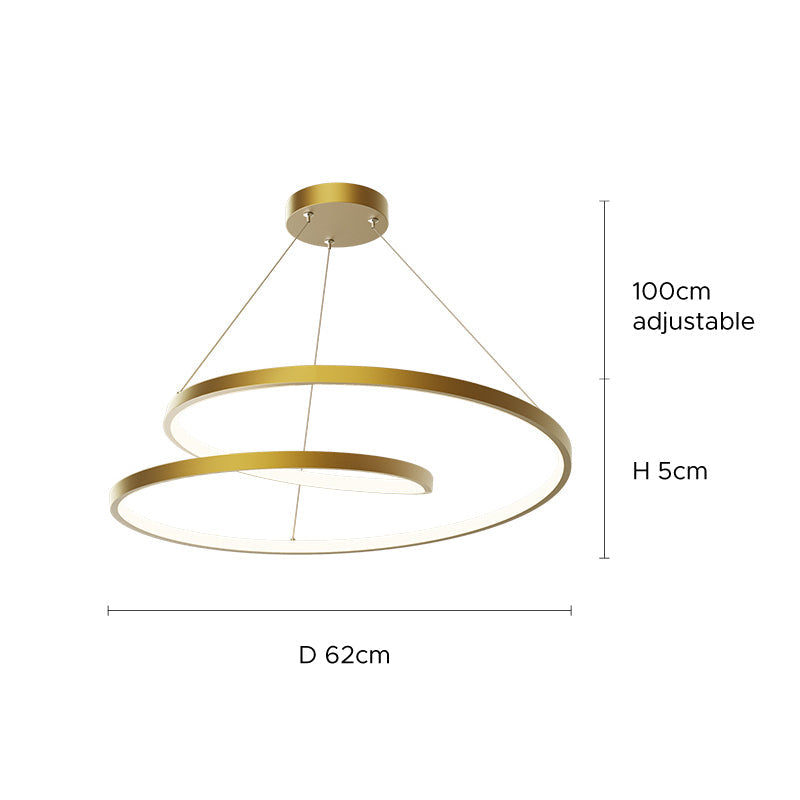 Arisha Pendant lamp Curved circle, Pure copper 