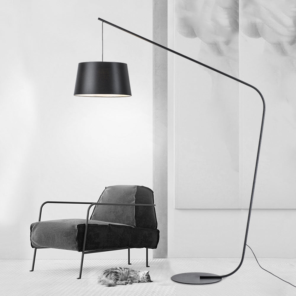Salgado Black Floor Lamp 3 Color Changes Controlled by Switch, Artificial Fabric &amp; Metal