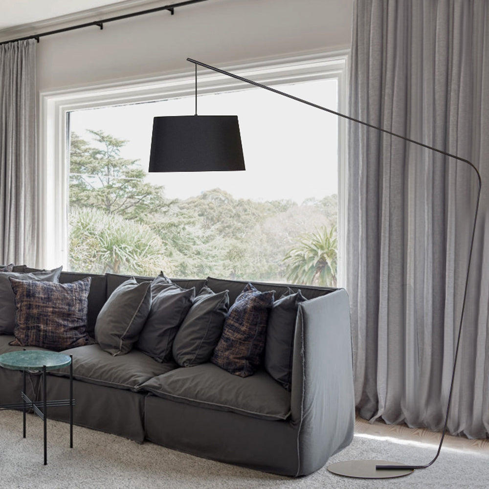 Salgado Black Floor Lamp 3 Color Changes Controlled by Switch, Artificial Fabric &amp; Metal