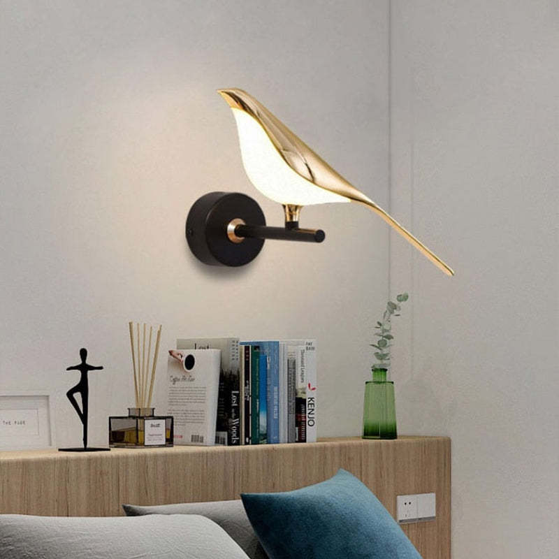 Nordic Art Damaged Bird Bedside LED Wall Lamp Bedroom