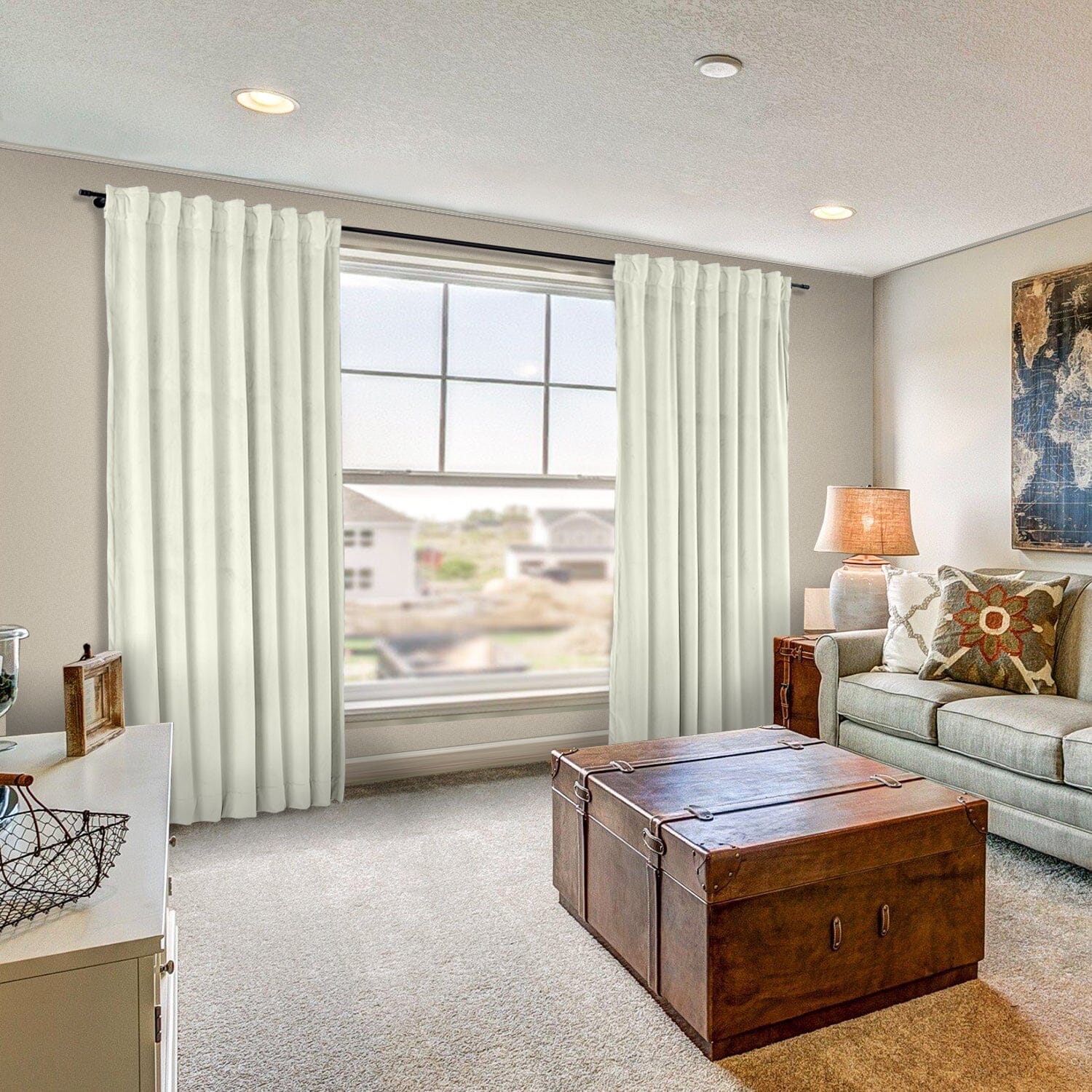 Plushy minimalistisk stanglomme sne hvid/brun fløjl mørklægningsgardin stue/soveværelse Blødt top