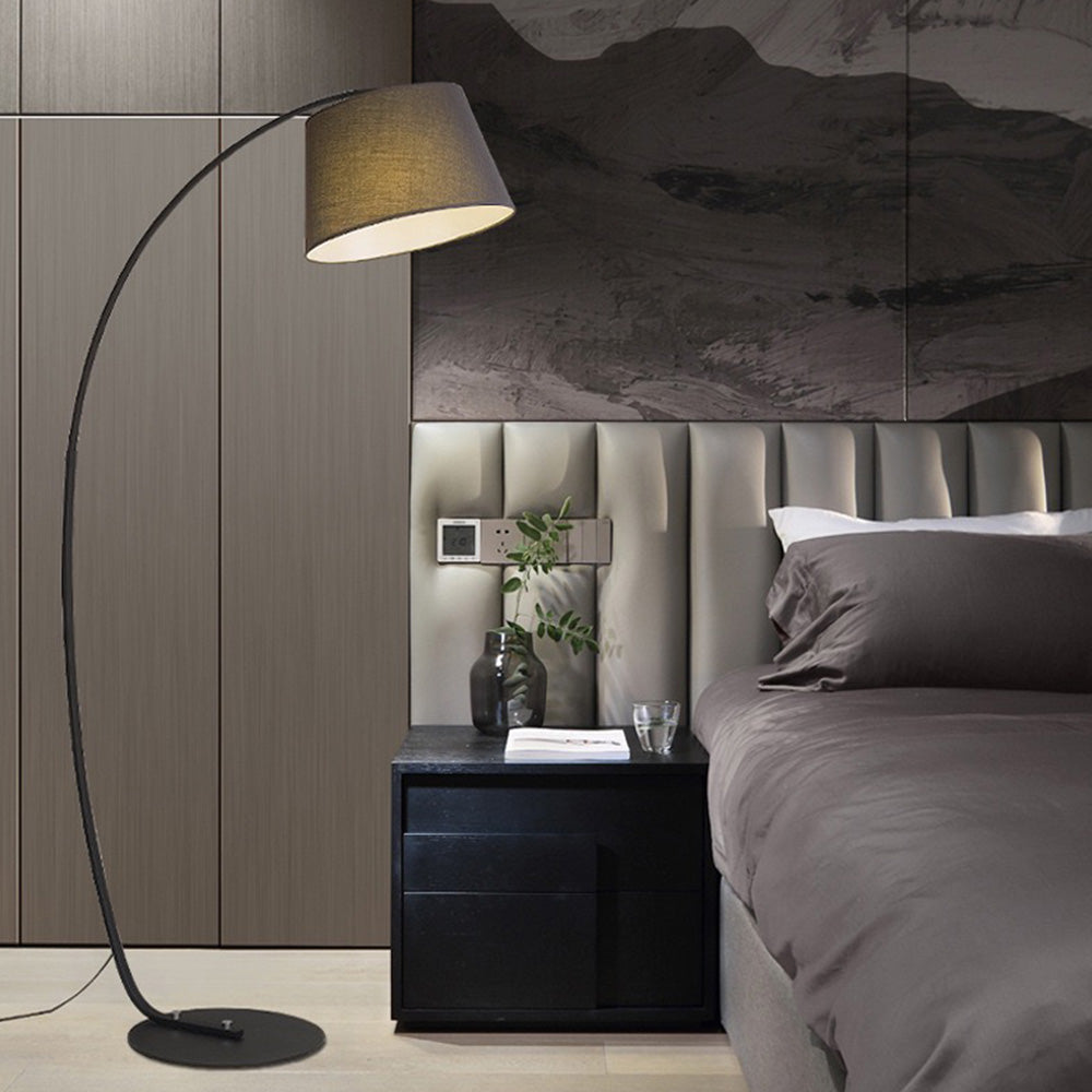 Salgado Modern Arc Fabric/Metal Floor Lamp, Bedroom/Living Room