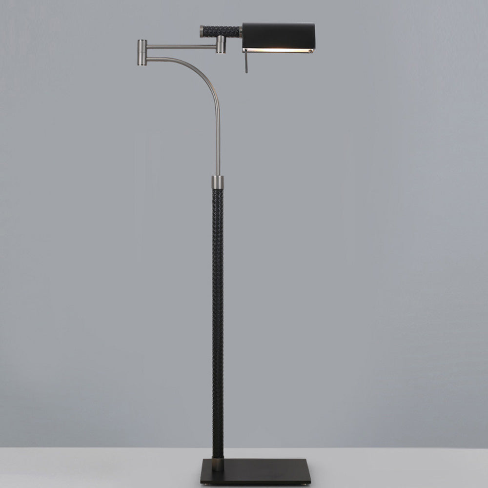 Salgado Design Modern Black Floor Lamp, Leather &amp; Metal 