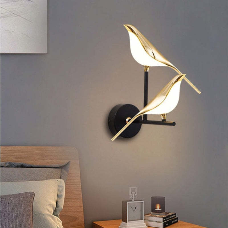 Nordic Art Damaged Bird Bedside LED Wall Lamp Bedroom