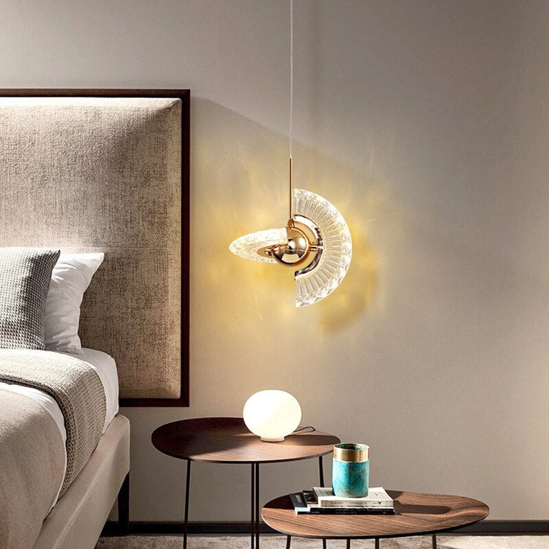 Modern Swivel Pendant Lamp Metal+Acrylic, Living Room/Bedroom