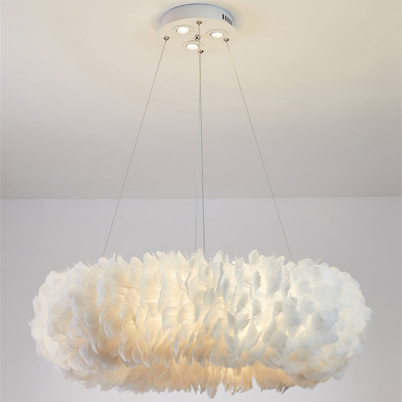 O'Moore Pendant Lamp, Metal&amp;Feather, Bedroom/Living Room