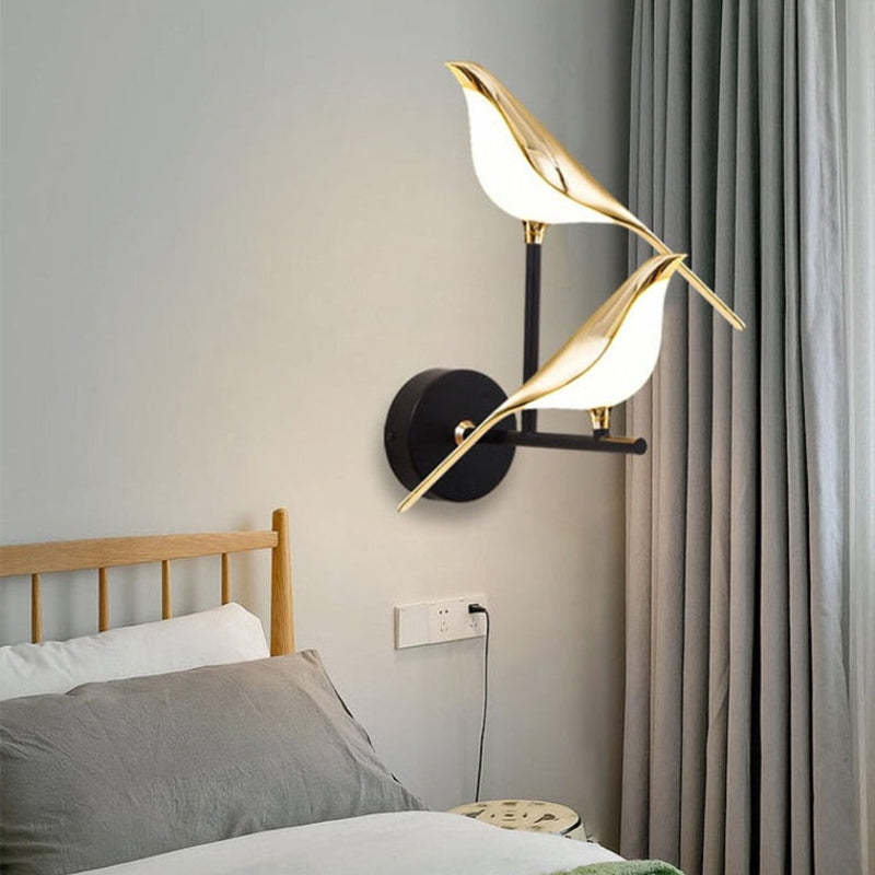 Nordic Art Damaged Bird Bedside LED Wall Lamp Bedroom