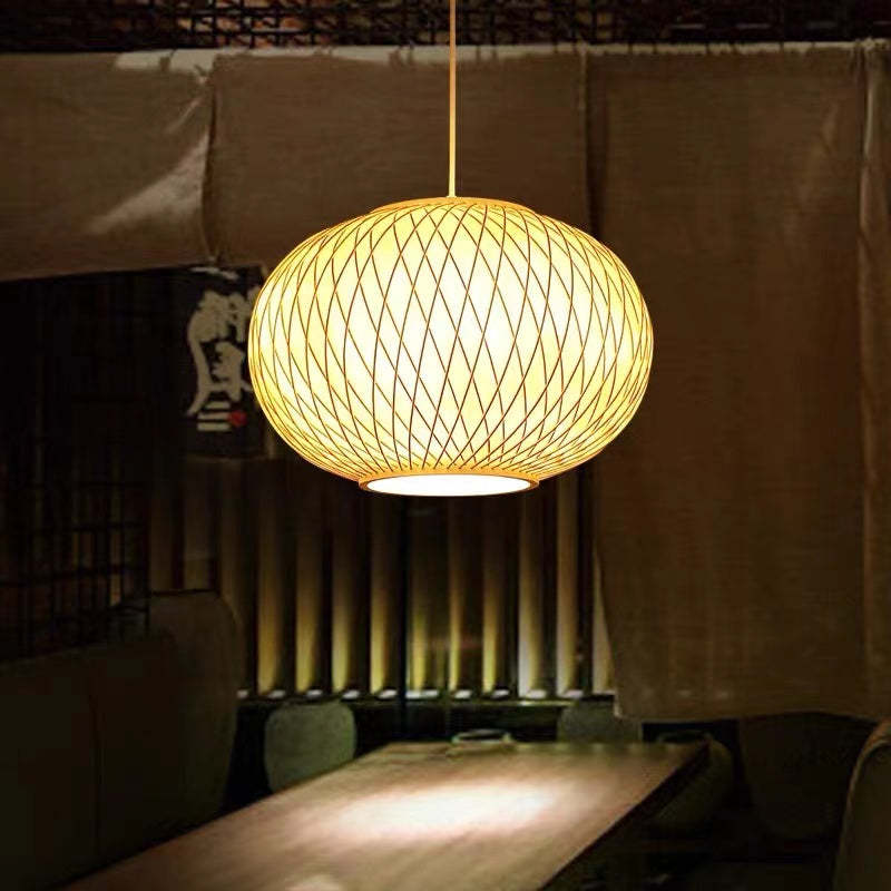 Rattan Handmade Bamboo Vintage Hanging Lamp Pendant Lamp 