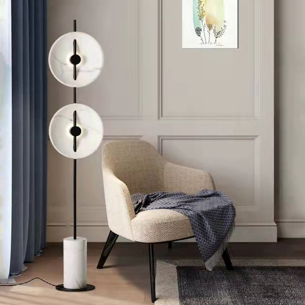 Salgado Modern Nordic Round Marble/Metal Floor Lamp, White