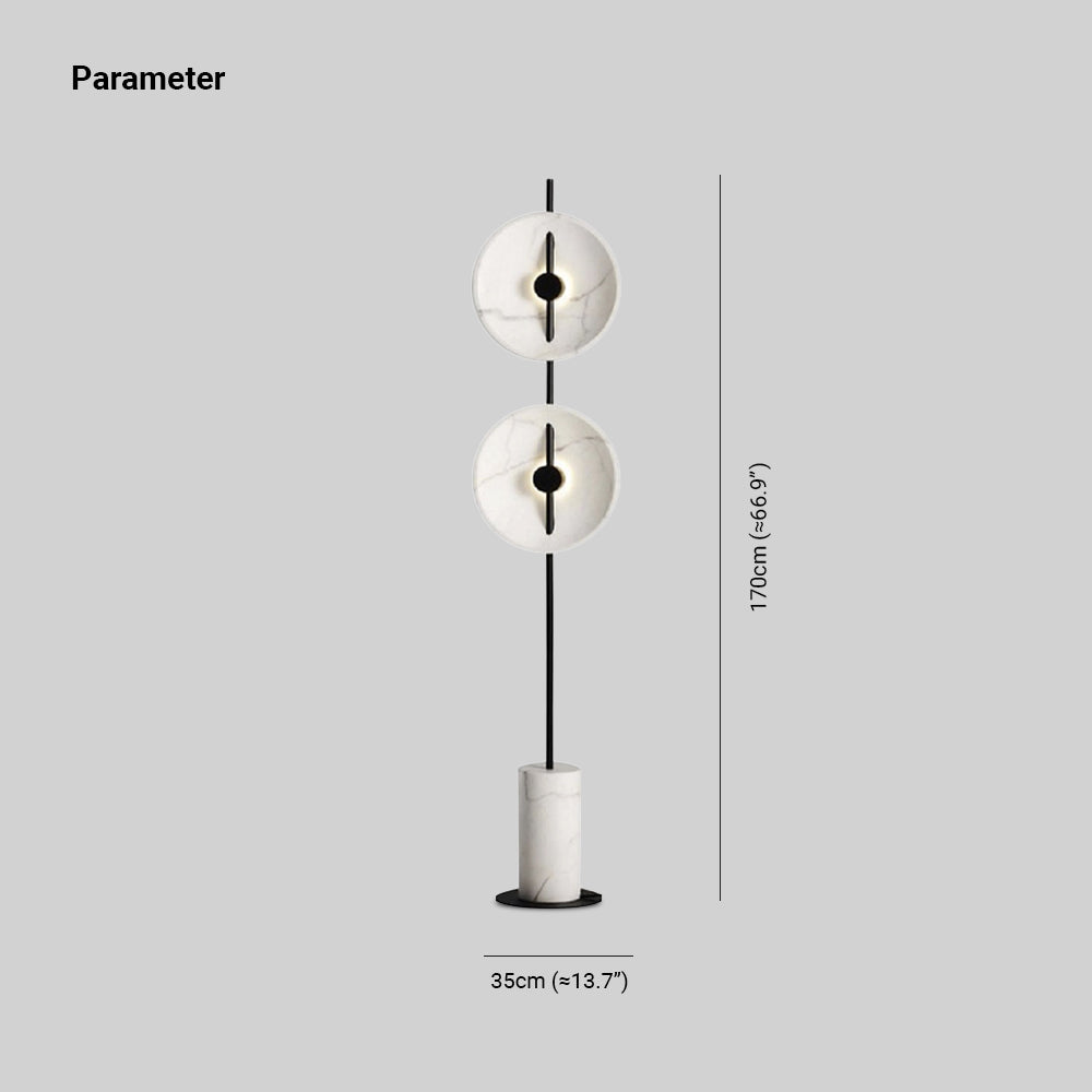 Salgado Moderne Nordisk Rund Marmor/Metal Gulvlampe, Hvid