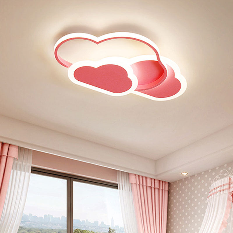 Quinn Modern Ceiling Lamp Hole, Cloud Shape, White/Pink