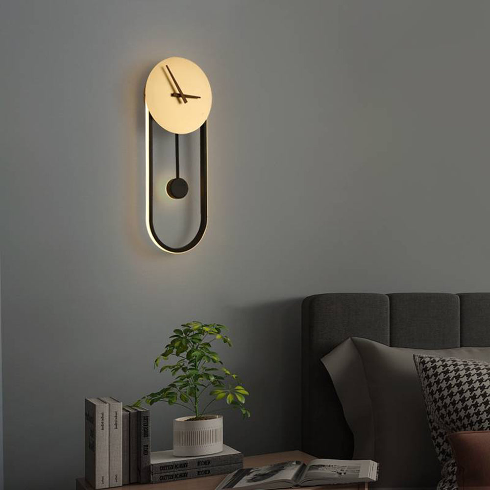 Nielsen Nordic Clock Wall Lamp, Gold/Black 