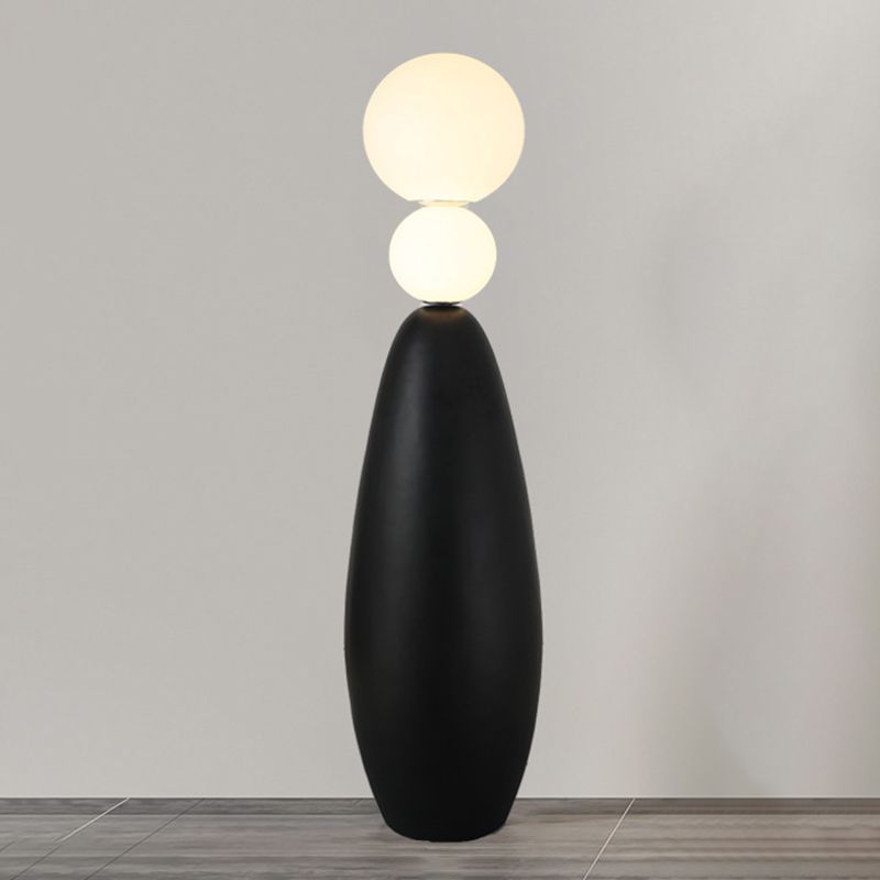Valentina Modern Spherical Resin Glass Floor Lamp, Black/White 