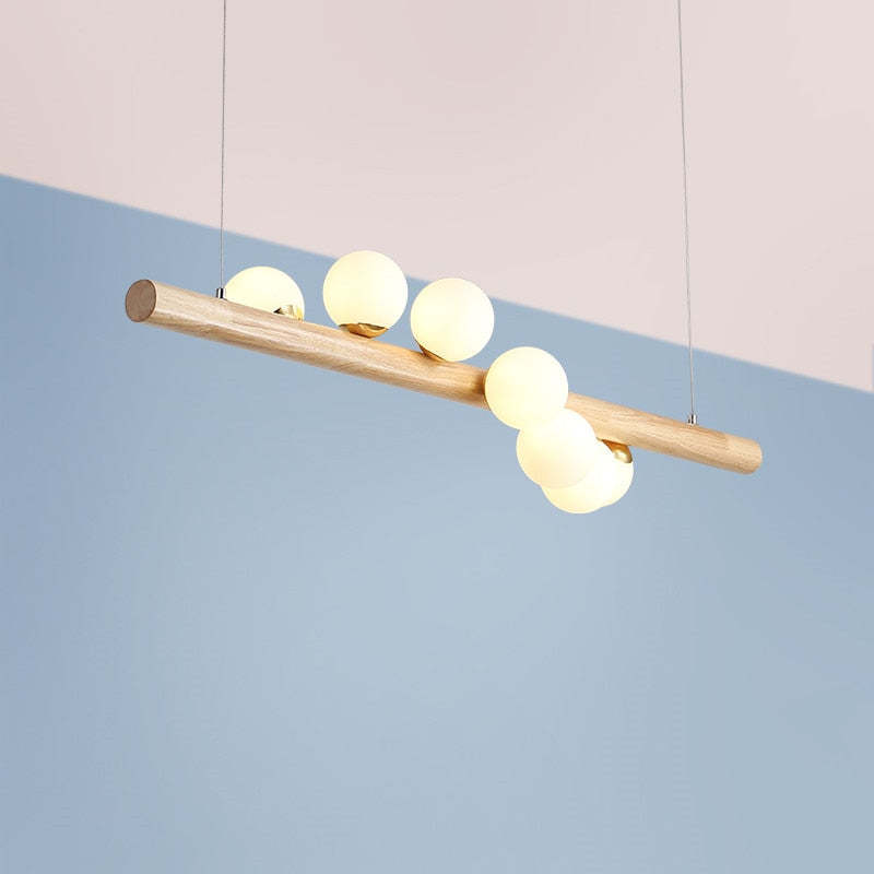 Valentina Pendant lamp Bubble, Wood &amp; Glass