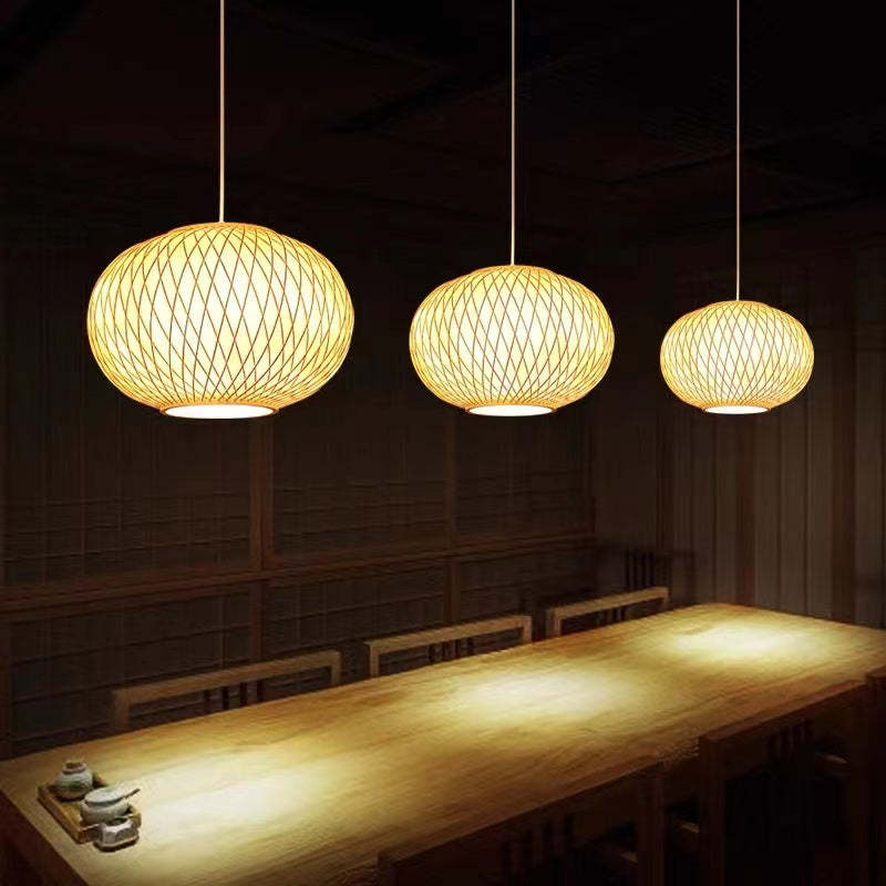 Rattan Handmade Bamboo Vintage Hanging Lamp Pendant Lamp 