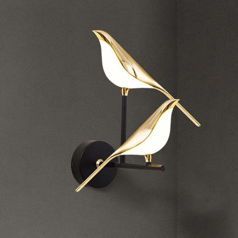 Nordic Art Damaged Bird Bedside LED Wall Lamp Bedroom