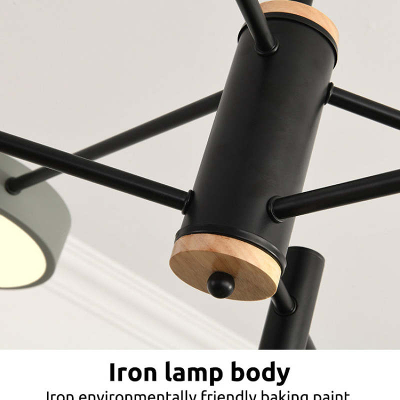 Sienna Pendant lamp LED, Metal &amp; Wood, Grey/White/Gold
