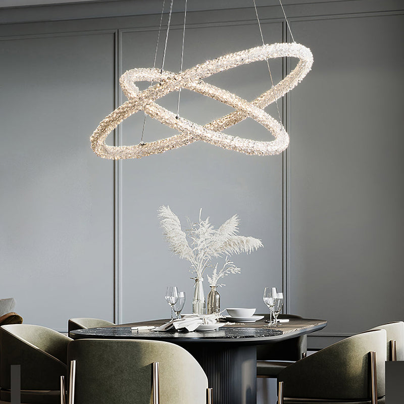 Kristy Pendant lamp, Metal &amp; crystal, 1/2/3 ring