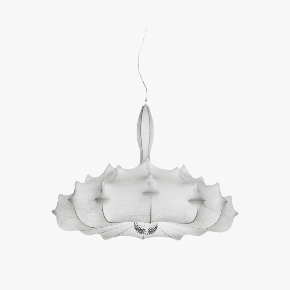 Renée Modern Elegant Pendant Lamp in Artificial Silk/Metal, White