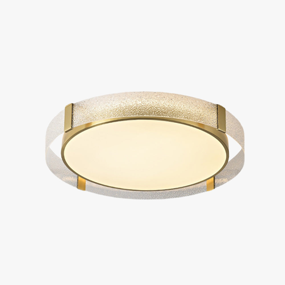 Quinn Modern Round Metal/Glass Ceiling Lamp, Gold