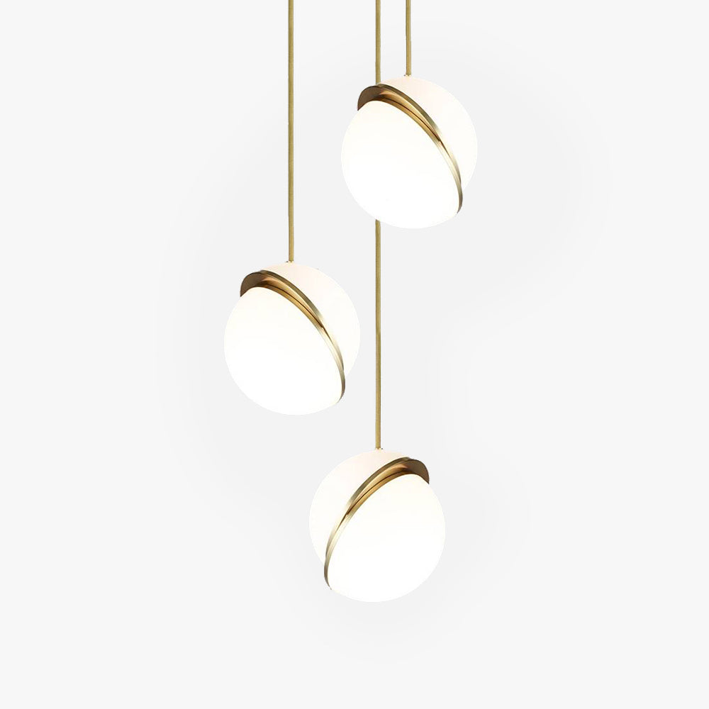 Valentina Simple Pendant Lamp, Gold &amp; White, Living Room/Bedroom 