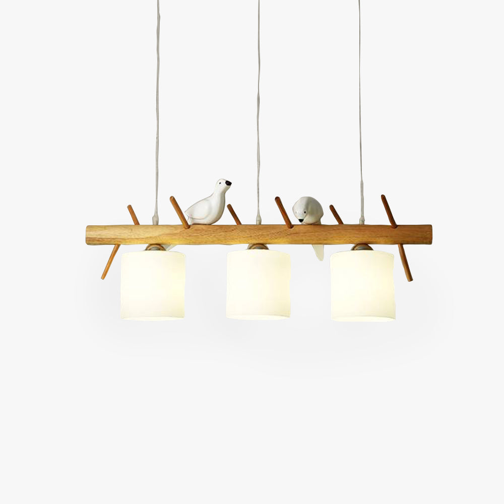 Muto Bird Pendant Lamp, Wood, 2/3 Heads 