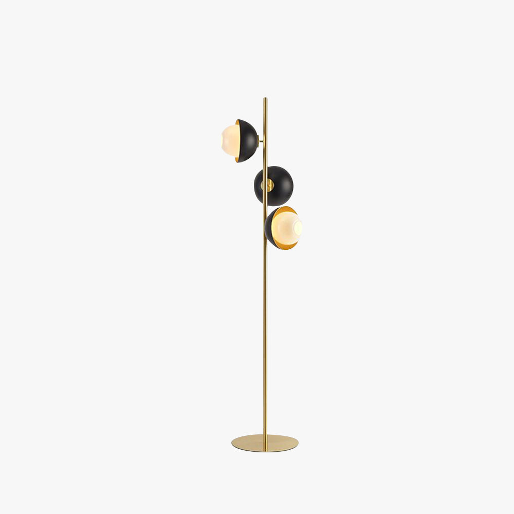 Salgado Black &amp; Gold Semicircle Floor Lamp, 3 Heads, Metal, 135CM