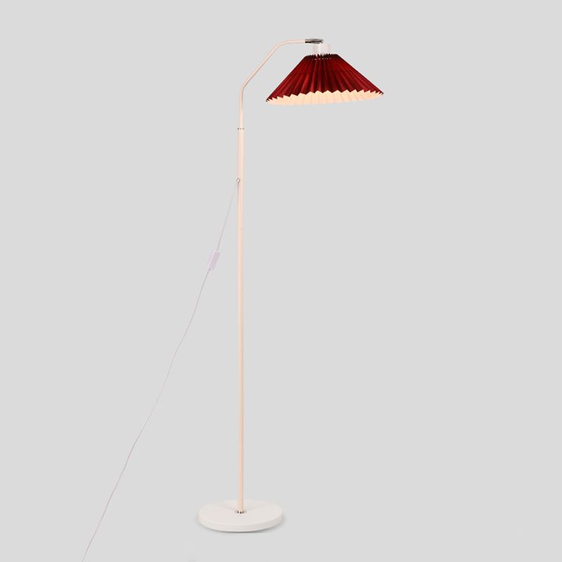 Ozawa Modern Pleated Metal Fabric Floor Lamp, White/Red/Beige/Green 