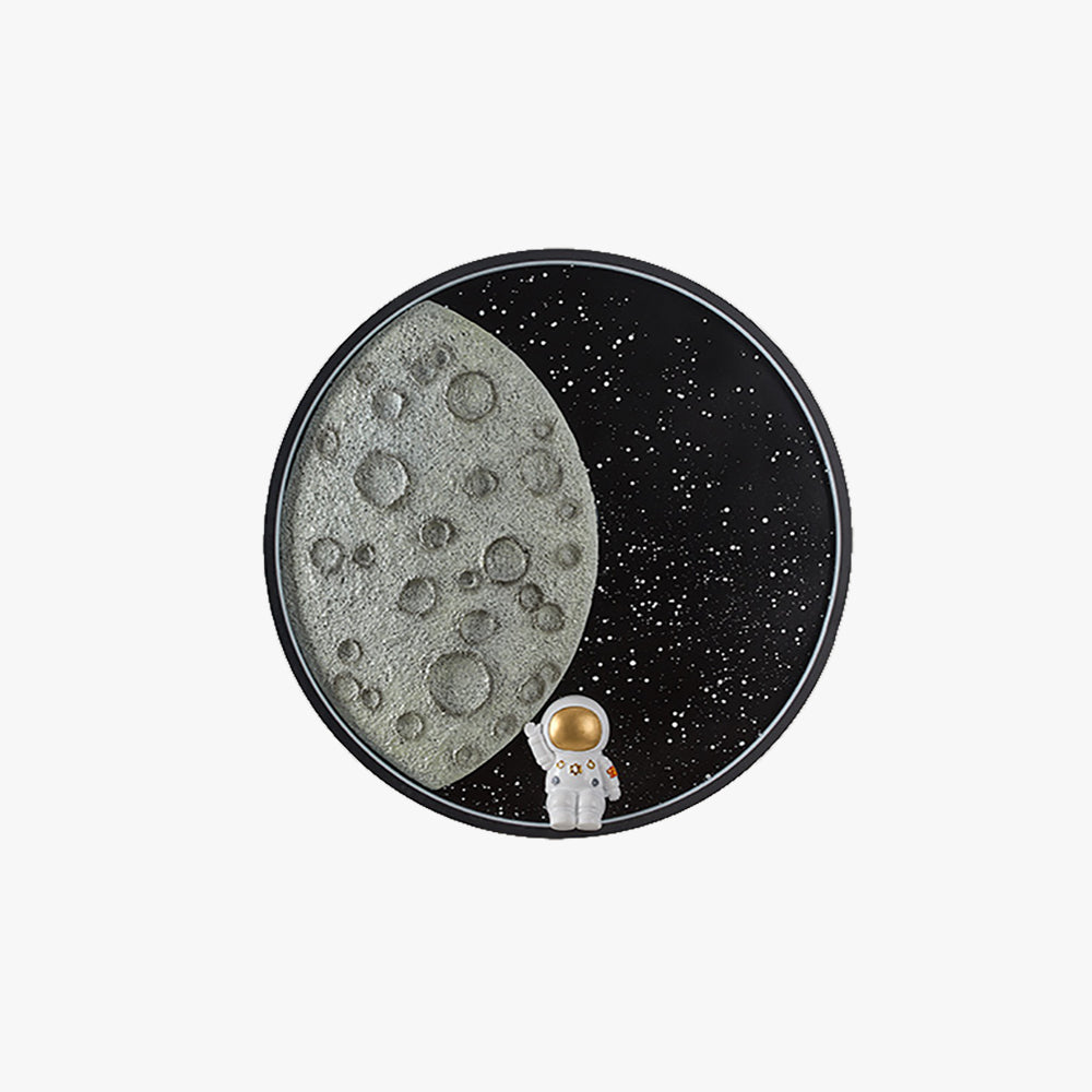 Elif Astronaut Moon Black Wall Lamp, DIA 35/50CM